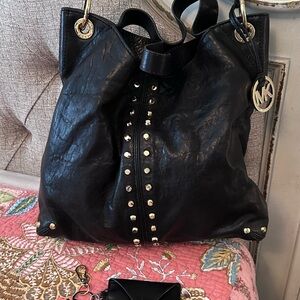 MICHAEL Michael Kors Black Tote with Gold Accents